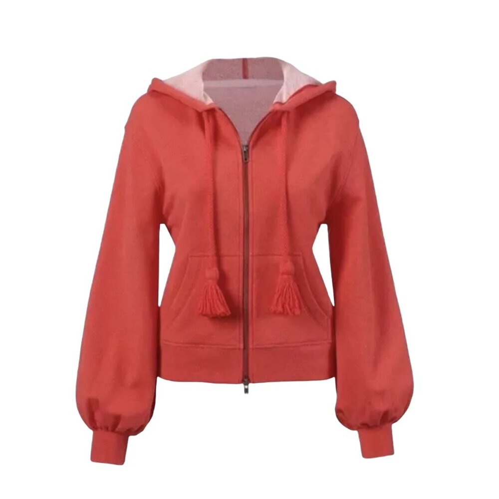 Cabi Tangerine Deluxe Full Zip Hoodie W's Small Balloon Sleeve Tassel  5657